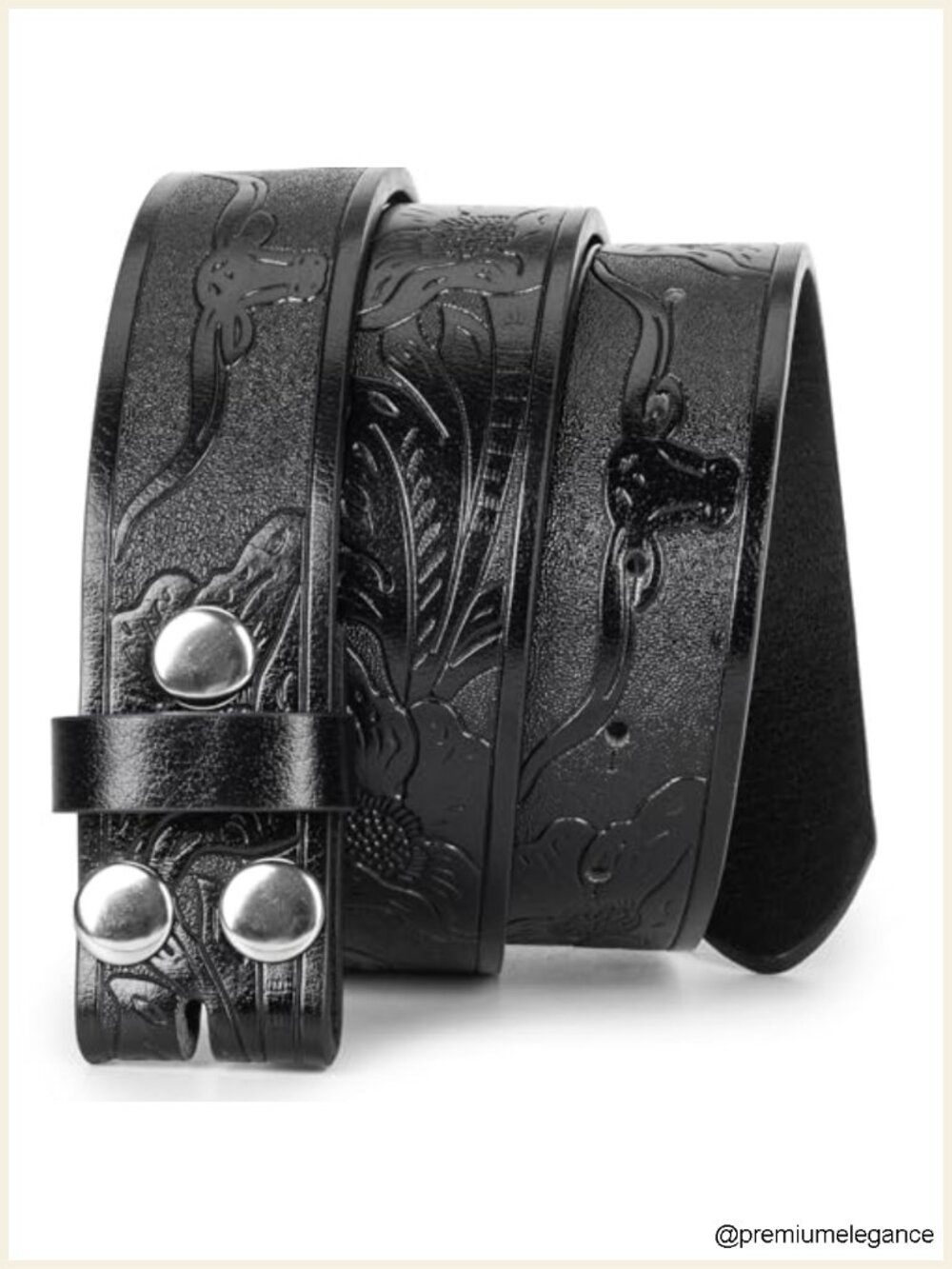 Vintage Western Belt Strap Without Buckle Longhorn-Bull Embossed Cowboy Belt